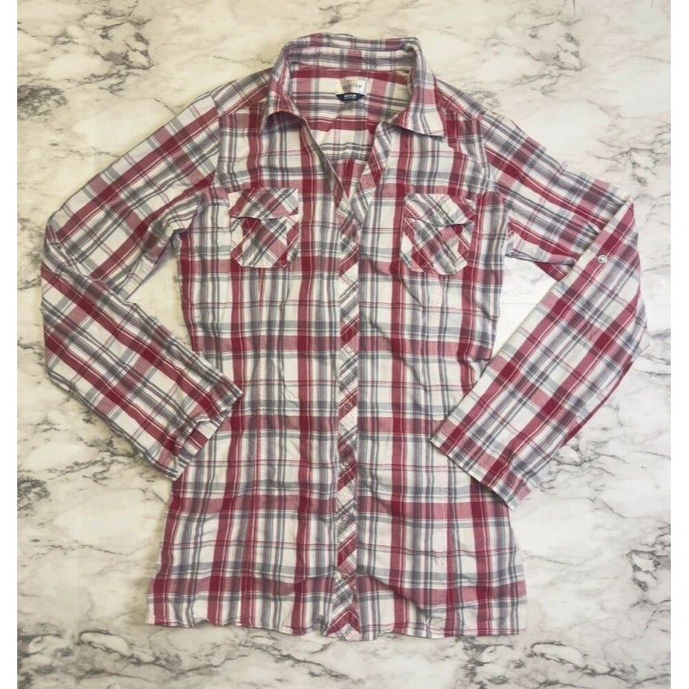 Vintage Anchor Blue Snap Front Plaid Shirt